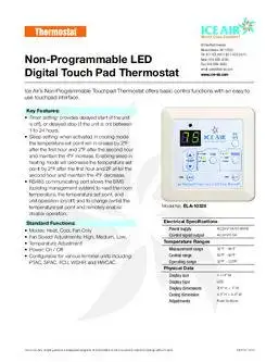 Non-Programmable LED Digital Touch Pad Thermostat Submittal